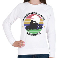 PRINTFASHION A száguldás, a szél - Suzuki - Női pulóver - Fehér