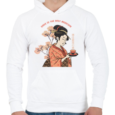 PRINTFASHION A szaké a legjobb orvosság - Férfi kapucnis pulóver - Fehér férfi pulóver, kardigán