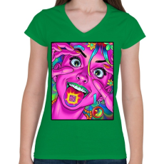 PRINTFASHION A szem a lélek tükre. - Női V-nyakú póló - Zöld