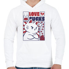 PRINTFASHION A szerelem szívás - Férfi kapucnis pulóver - Fehér férfi pulóver, kardigán