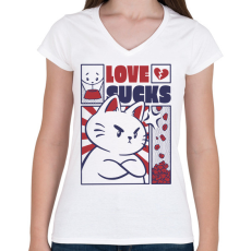 PRINTFASHION A szerelem szívás - Női V-nyakú póló - Fehér