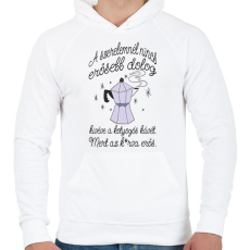 PRINTFASHION A szerelemnél nincs erősebb. Kivéve a kotyogós kávét - Férfi kapucnis pulóver - Fehér