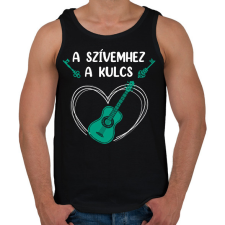 PRINTFASHION A szívemhez a kulcs - Gitár - Férfi atléta - Fekete atléta, trikó