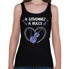 PRINTFASHION A szívemhez a kulcs - Hegedű - Női atléta - Fekete női trikó