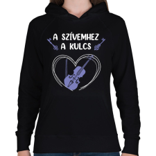 PRINTFASHION A szívemhez a kulcs - Hegedű - Női kapucnis pulóver - Fekete női pulóver, kardigán