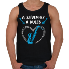 PRINTFASHION A szívemhez a kulcs - Szaxofon - Férfi atléta - Fekete atléta, trikó