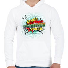 PRINTFASHION A szuperhősök novemberben születtek - Férfi kapucnis pulóver - Fehér