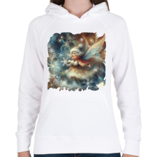 PRINTFASHION A tél tündére - Női kapucnis pulóver - Fehér női pulóver, kardigán