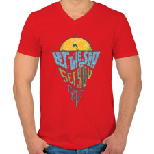 PRINTFASHION A tenger felszabadít - Férfi V-nyakú póló - Piros férfi póló