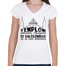 PRINTFASHION A testem egy templom - Női V-nyakú póló - Fehér