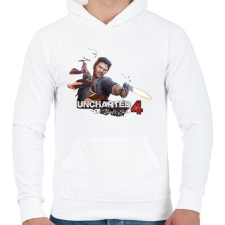 PRINTFASHION A Thief’s End - Férfi kapucnis pulóver - Fehér férfi pulóver, kardigán