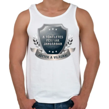 PRINTFASHION A tökéletes férfiak január - Férfi atléta - Fehér atléta, trikó