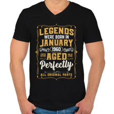 PRINTFASHION A tökéletes legendák januárban születtek - Férfi V-nyakú póló - Fekete férfi póló