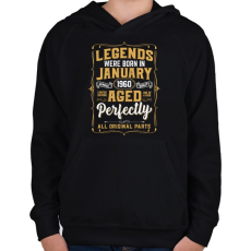 PRINTFASHION A tökéletes legendák januárban születtek - Gyerek kapucnis pulóver - Fekete