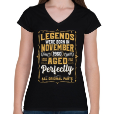 PRINTFASHION A tökéletes legendák novemberben születtek - Női V-nyakú póló - Fekete