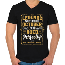 PRINTFASHION A tökéletes legendák októberben születtek - Férfi V-nyakú póló - Fekete férfi póló