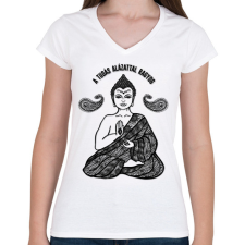 PRINTFASHION A tudás alázatosan ragyog - Női V-nyakú póló - Fehér női póló