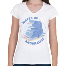 PRINTFASHION A tudás hulláma - Női V-nyakú póló - Fehér