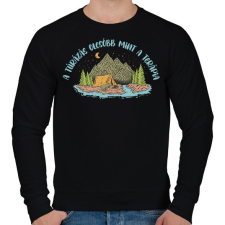 PRINTFASHION A túrázás olcsóbb mint a terápia - Férfi pulóver - Fekete férfi pulóver, kardigán