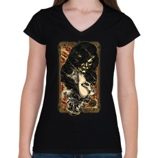 PRINTFASHION A tűz rejtett arca - Női V-nyakú póló - Fekete