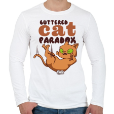 PRINTFASHION A vajazott macska paradoxon - Férfi hosszú ujjú póló - Fehér férfi póló