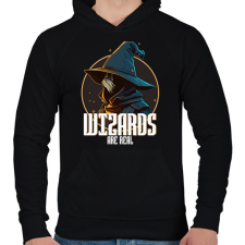 PRINTFASHION A varázslók léteznek - Férfi kapucnis pulóver - Fekete férfi pulóver, kardigán