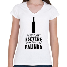 PRINTFASHION A vércsoportom a pálinka - Női V-nyakú póló - Fehér női póló