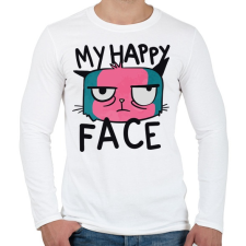 PRINTFASHION A vidám arckifejezésem - macska - Férfi hosszú ujjú póló - Fehér férfi póló