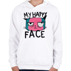 PRINTFASHION A vidám arckifejezésem - macska - Gyerek kapucnis pulóver - Fehér