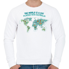PRINTFASHION A világ egy macska - Férfi pulóver - Fehér