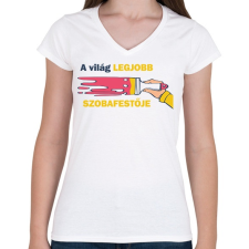 PRINTFASHION A világ legjobb festője - Női V-nyakú póló - Fehér női póló