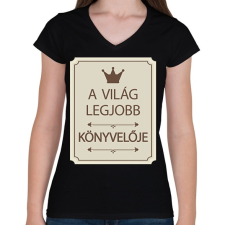 PRINTFASHION A világ legjobb könyvelője - Koronával - Női V-nyakú póló - Fekete női póló