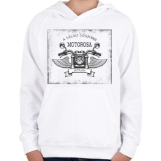 PRINTFASHION A világ legjobb motorosa - Névvel - Gyerek kapucnis pulóver - Fehér