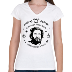 PRINTFASHION A virgács elfogyott - Női V-nyakú póló - Fehér