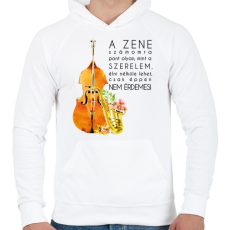 PRINTFASHION A zene számomra.  - Férfi kapucnis pulóver - Fehér