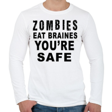 PRINTFASHION A zombik agyat esznek! - Férfi hosszú ujjú póló - Fehér férfi póló
