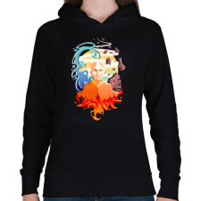 PRINTFASHION Aang legendája - Női kapucnis pulóver - Fekete női pulóver, kardigán