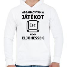 PRINTFASHION Abbahagytam a játékot, hogy eljöhessek - Férfi kapucnis pulóver - Fehér férfi pulóver, kardigán