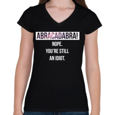 PRINTFASHION Abracadabra! (white) - Női V-nyakú póló - Fekete