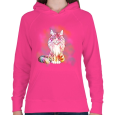 PRINTFASHION abstract cat - Női kapucnis pulóver - Fukszia