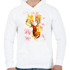 PRINTFASHION ABSTRACT DEER - Férfi kapucnis pulóver - Fehér