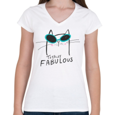 PRINTFASHION Abszolút mesés - Női V-nyakú póló - Fehér