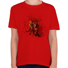 PRINTFASHION absztakt tigris portré - Gyerek póló - Piros gyerek póló