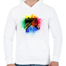 PRINTFASHION absztrakt ló arc - Férfi kapucnis pulóver - Fehér