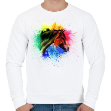 PRINTFASHION absztrakt ló arc - Férfi pulóver - Fehér férfi pulóver, kardigán