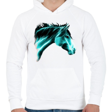 PRINTFASHION absztrakt ló portré - Férfi kapucnis pulóver - Fehér