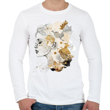 PRINTFASHION Absztrakt minimal női vonalrajz - Férfi hosszú ujjú póló - Fehér férfi póló