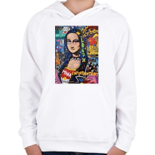 PRINTFASHION Absztrakt Mona - Gyerek kapucnis pulóver - Fehér gyerek pulóver, kardigán