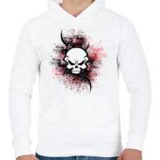 PRINTFASHION absztrakt skull - Férfi kapucnis pulóver - Fehér férfi pulóver, kardigán