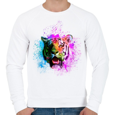 PRINTFASHION absztrakt tigris arc2 - Férfi pulóver - Fehér férfi pulóver, kardigán